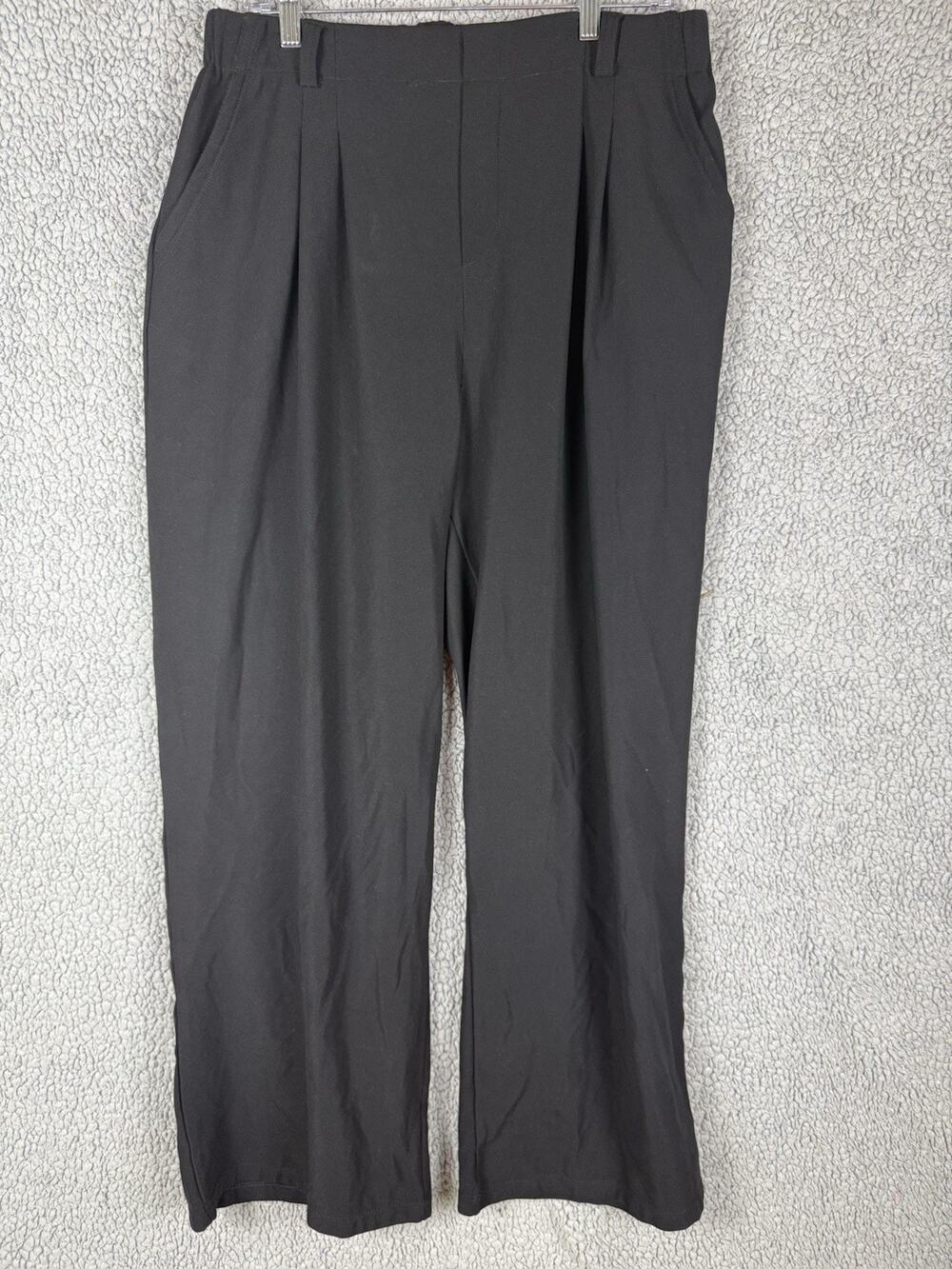 Halara Career Pants Womens XL Tall Black Pleated High Rise Classic Pull On